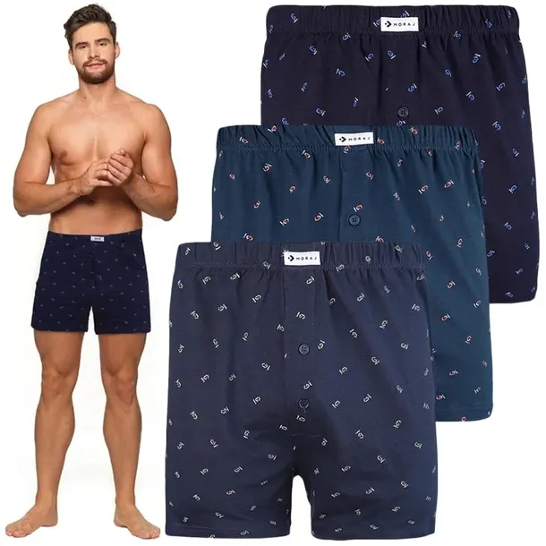 Bokserki męskie 100% BAWEŁNA luźne 3 PARY MORAJ MIX WZORÓW - XL