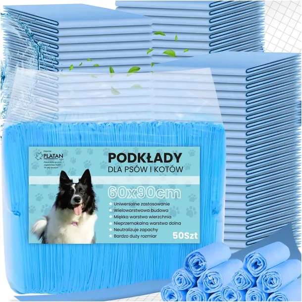 PODKŁADY JEDNORAZOWE CHŁONNE MATY 60x90cm DLA PSÓW Kota 50 szt. HIGIENICZNE