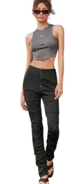 shein-spodnie-damskie-czarne-marszczenia-40-42-m6r
