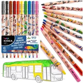 kredki-olowkowe-trojkatne-grube-10-kolorow-pojazdy-autka-jumbo-kidea