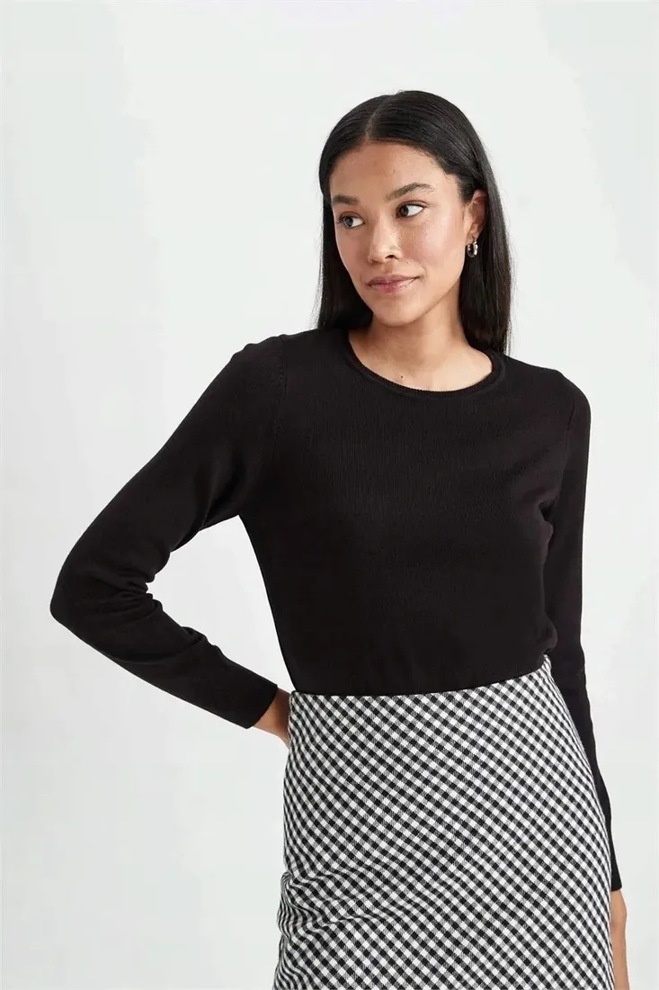 defacto-sweter-damski-czarny-prosty-basic-xs-p6l