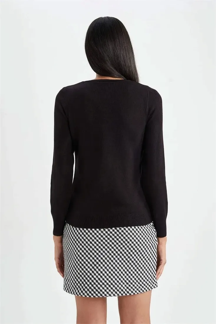 defacto-sweter-damski-czarny-prosty-basic-xs-p6l-stan-nowy