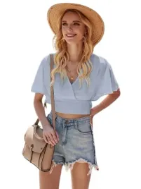 shein-bluzka-damska-niebieska-krotka-gladka-38-v4y