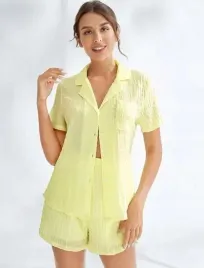 shein-pizama-koszula-spodenki-zolta-gladka-xl-v3y