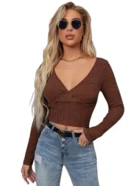 shein-bluzka-damska-brazowa-dlugi-rekaw-40-42-vux