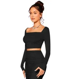 shein-bluzka-damska-czarna-marszczona-40-42-vxy
