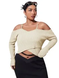 shein-plus-size-sweter-damski-bezowy-casual-46-vur