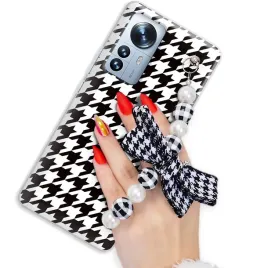 etui-do-xiaomi-12-pro-5g-sliczne-bialo-czarne-perly-z-kokardka-w-pepitke