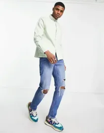 topman-meska-koszula-casual-zielona-basic-m-1xms