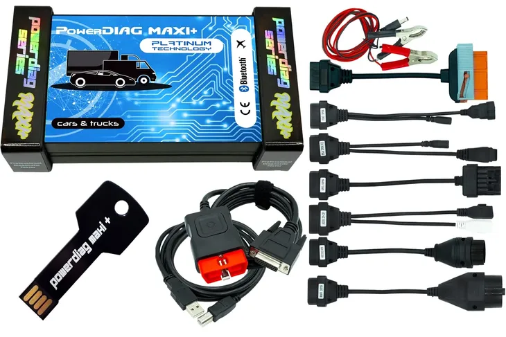 KOMPUTER DIAGNOSTYCZNY PowerDIAG MAXI+ PLATINUM CIĘŻAROWE + 8 KABLI OSOBOWE