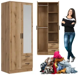 szafa-dwudrzwiowa-z-szufladami-i-lustrem-waska-80-cm-dab-evoke-montana-mt02