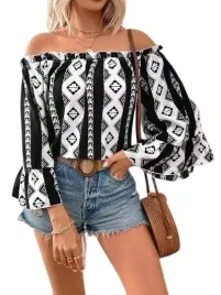 shein-bluzka-damska-luzna-czarno-biala-40-42-lgf