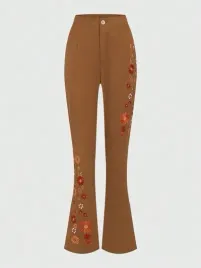 spodnie-damskie-brazowe-z-haftem-casual-38-lon