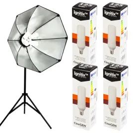 lampa-led-4x-zarowka-125w-softbox-octa-60cm-statyw-dyfuzor