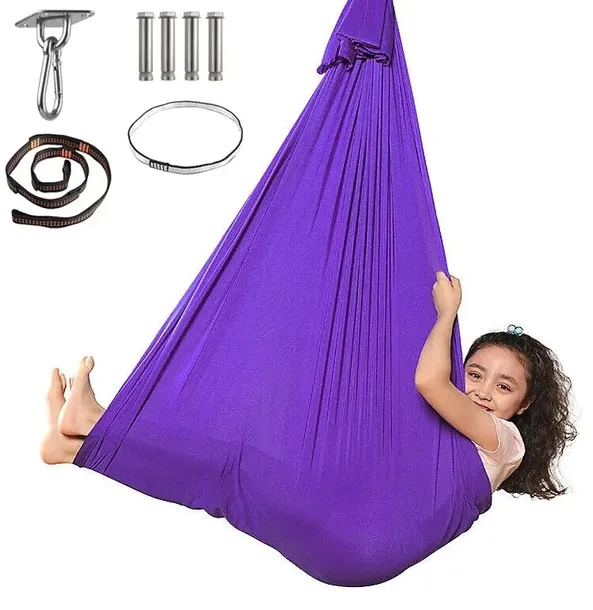 HUŚTAWKA SENSORYCZNA TERAPEUTYCZNA DLA DZIECI 280x150cm 100kg fioletowa