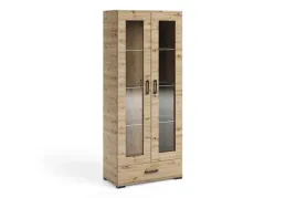 witryna-fidon-8-przeszklona-dab-artisan-2-drzwi-1-szuflada