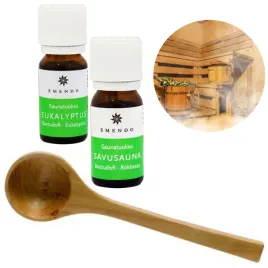 zestaw-akcesoriow-do-sauny-chochla-drewniana-emendo-olejki-eteryczne-2x10ml