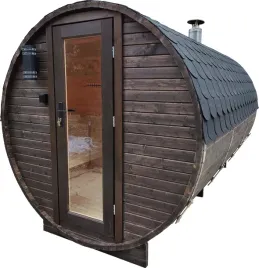 sauna-ogrodowa-beczka-350cm-piec-na-drewno-harvia-porjun-przedsionek