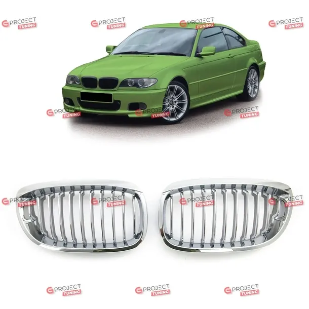 grill-bmw-3-e46-facelift-pojedyncze-zeberka-chrome-stan-nowy