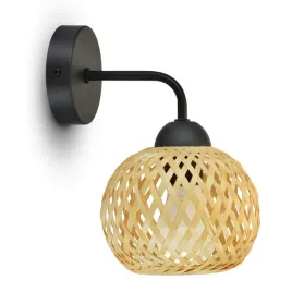 lampa-scienna-kinkiet-bambusowa-pleciona-boho-naturalna-584-k1-led-czarna