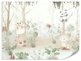 fototapeta-dla-dzieci-zwierzeta-lesne-natura-liscie-rosliny-boho-450x300