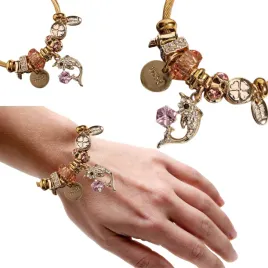 bransoletka-damska-zlota-sztywna-delfin-charms-stal-chirurgiczna