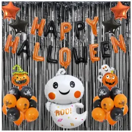 balony-halloween-xl-czarno-pomaranczowe-duchy-pajaki-zestaw