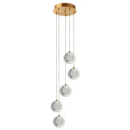 lampa-wiszaca-led-piec-kaskadowych-ryflowanych-transparentnych-kloszy