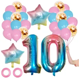 balony-teczowe-jednorozec-10-urodziny-zestaw-29-szt