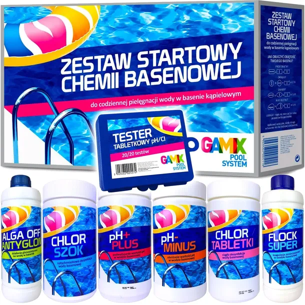 ZESTAW STARTOWY DO BASENU CHEMIA BASENOWA CHLOR TABLETKI 7w1 GAMIX