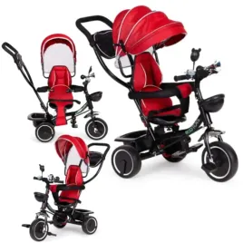 rowerek-trojkolowy-obracny-fotelik-daszek-czerwony