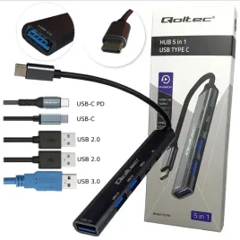 hub-adapter-usb-c-3-1-5w1-usb-c-pd-usb-c-2xusb-2-0-usb-3-0-aluminium-qoltec