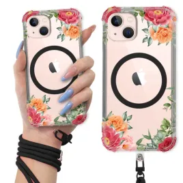 etui-do-iphone-13-antishock-ring-magsafe-czarna-smycz-kwiatowe-wzory