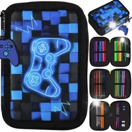 piornik-szkolny-trzykomorowy-z-wyposazeniem-dla-chlopca-pixel-pad-game
