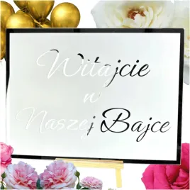 tablica-witajcie-w-naszej-bajce-z-pleksi-srebrnej-bialy-nadruk-md1314