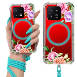 etui-do-xiaomi-13-antishock-ring-magsafe-turkusowa-smycz-kwiatowe-wzory