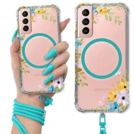etui-do-samsung-s21-antishock-ring-magsafe-turkusowa-smycz-kwiatowe-wz