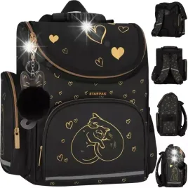 tornister-szkolny-plecak-dla-dziewczynki-czarny-zloty-kotek-kotki-serduszka