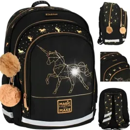 plecak-szkolny-tornister-czarny-dla-dziewczynki-zloty-jednorozec-unicorn