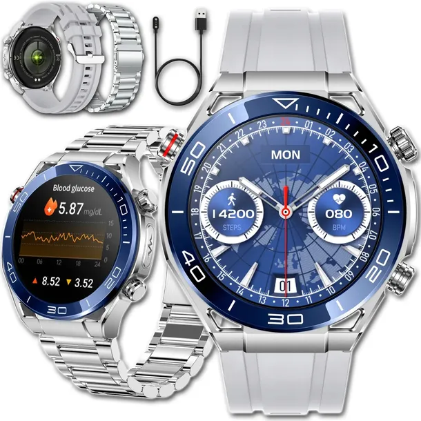 SMARTWATCH ZEGAREK DLA SENIORA EKG POMIAR CUKRU PULS CIŚNIENIE TEMPERATURA