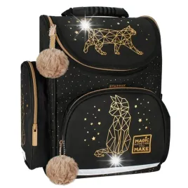 tornister-szkolny-plecak-dla-dziewczynki-kot-kotek-czarny-zloty