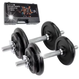 hantle-zeliwne-2x10kg-regulowane-zestaw-hantli-gryf-ryflowany-walizce-20kg