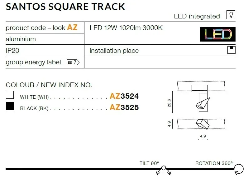 reflektor-azzardo-santos-square-track-az3525
