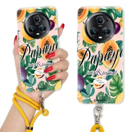 etui-do-huawei-honor-magic-5-pro-owoce-na-lato-zolty-sznurek-smycz-wzory