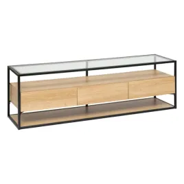 szafka-rtv-z-3-szufladami-bezowa-aldea-nowoczesna-160-cm-szklany-blat-metal