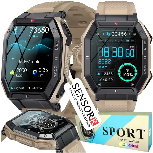 MOCNY WOJSKOWY ZEGAREK MĘSKI SMARTWATCH ROZMOWY SMS POLSKIE MENU ORYGINALNY