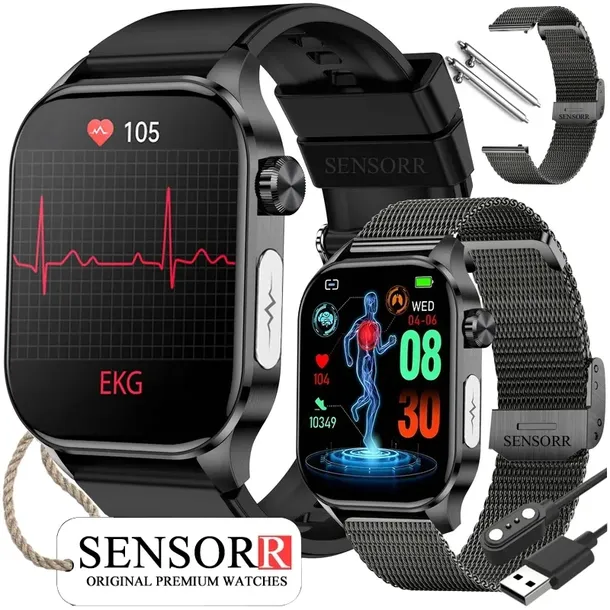 SMARTWATCH MĘSKI Zegarek EKG FUNKCJA POMIARU CUKRU CIŚNIENIOMIERZ ROZMOWY