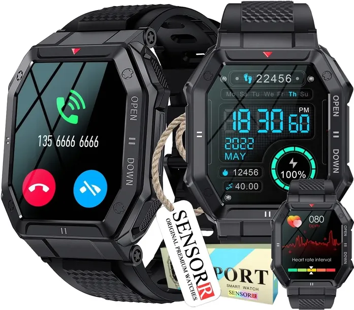 MOCNY WOJSKOWY ZEGAREK MĘSKI SMARTWATCH ROZMOWY SMS PULSOMETR JĘZYK POLSKI