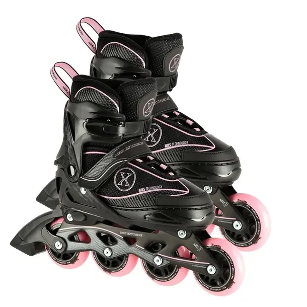 rolki-z-regulacja-lyzworolki-rozowe-rekreacyjne-kauczukowe-mlodziezowe-nils-klasa-lozysk-abec-7