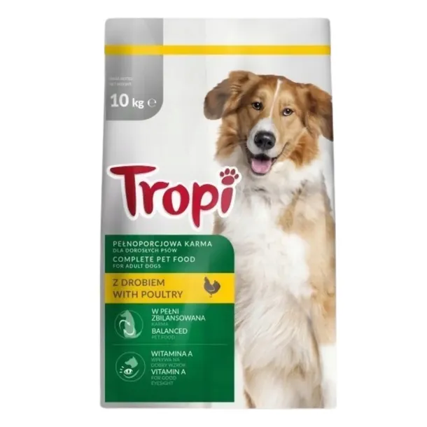 Tropi Karma Sucha Dla Psa z Drobiem Dla Dorosłych Wszystkich Ras 10 kg